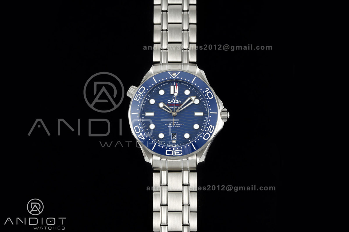 Seamaster Diver 300M SS ORF 1:1 Best Edition Blue Ceramic Blue Dial on SS Bracelet OR8800 Super Clone